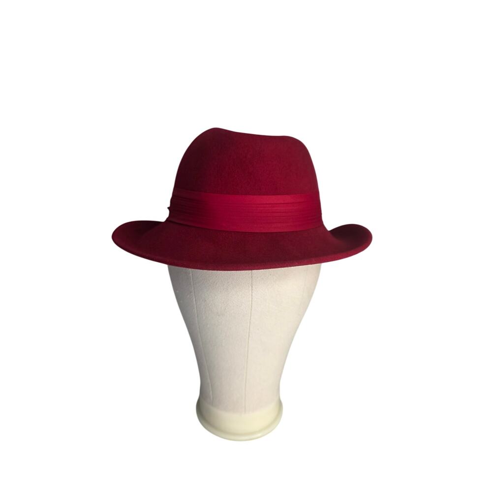 Betmar 100% Wool Burgundy Fedora Hat Wide Brim Red Vintage Classic